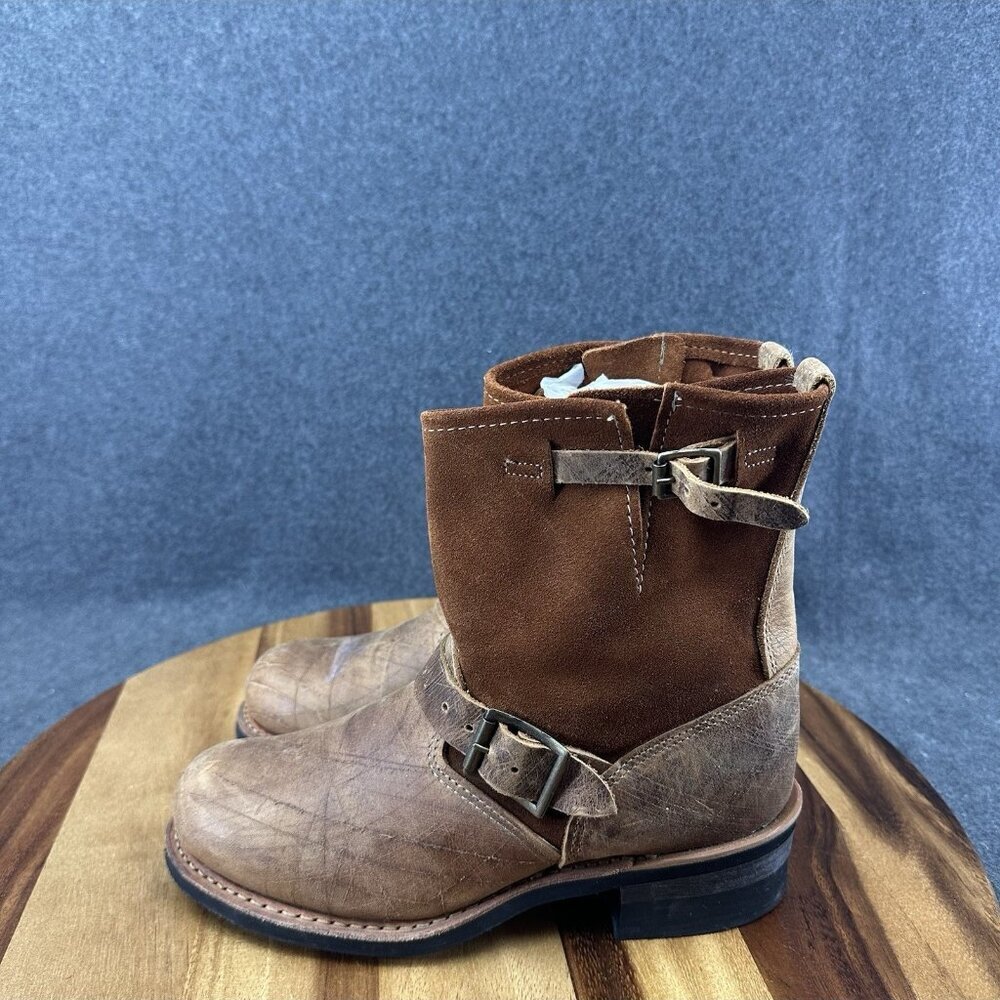 Vintage Distressed Moto Engineer Boots Brown Leather Suede MaxiTred Women's 7M - Picture 7 of 11